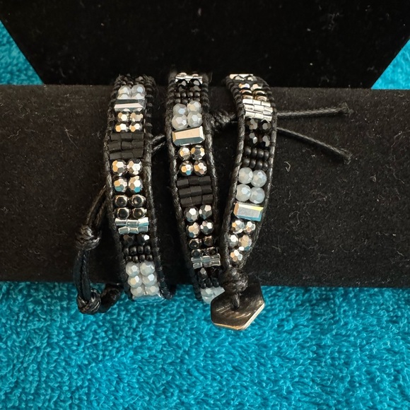 Stylish Black and Silver Bracelets Set - Picture 2 of 2
